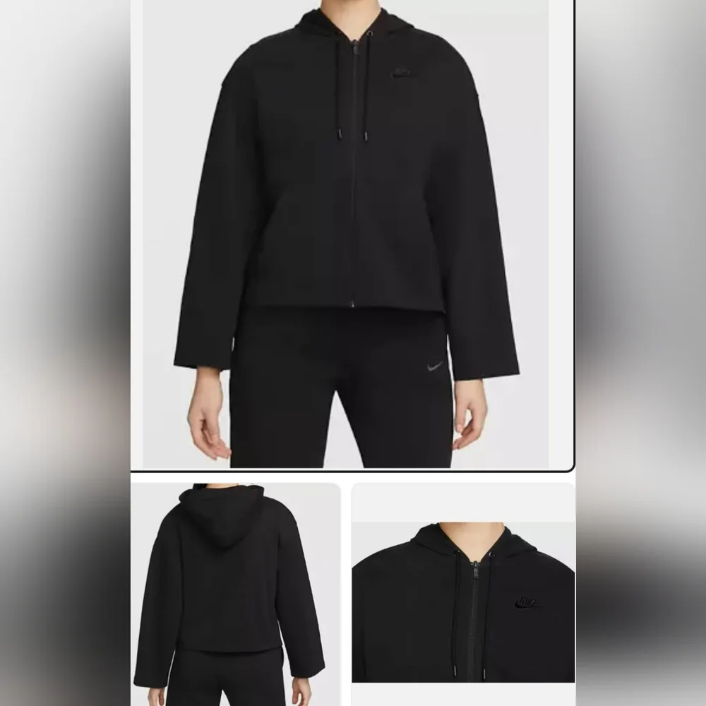WOMEN'S Nike Full Zip Hoodie Black Wide Arms Size Medium ✨️HP✨️ - Picture 3 of 13
